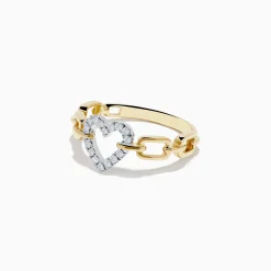 Rings|Effy Jewelry Novelty 14K Two Tone Gold Diamond Heart Ring