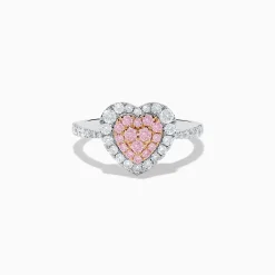Rings|Effy Jewelry Novelty 18K Two Tone Gold Pink and White Diamond Heart Ring