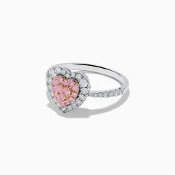 Rings|Effy Jewelry Novelty 18K Two Tone Gold Pink and White Diamond Heart Ring