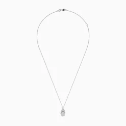 Necklaces & Pendants|BH Multi Novelty 14K White Gold Black and White Diamond Hamsa Pendant