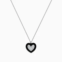 Necklaces & Pendants|BH Multi Novelty 14K White Gold Black Enamel u0026 Diamond Heart Pendant, 0.18 TCW