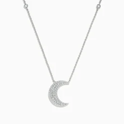 Necklaces & Pendants|Effy Jewelry Novelty 14K White Gold Diamond Crescent Moon Necklace