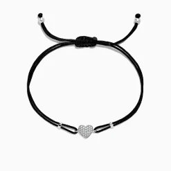 Bracelets|BH Multi Novelty 14K White Gold Diamond Heart String Bracelet, 0.13 TCW