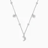 Necklaces & Pendants|BH Multi Novelty 14K White Gold Diamond Moon and Stars Necklace, 0.38 TCW