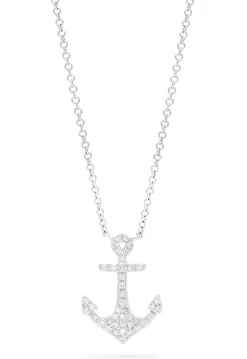 Necklaces & Pendants|Effy Jewelry Novelty 14K White Gold Diamond Anchor Pendant, 0.15 TCW