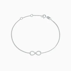 Bracelets|Effy Jewelry Novelty 14K White Gold Diamond Infinity Bracelet, 0.12 TCW