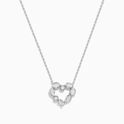 Necklaces & Pendants|Effy Jewelry Novelty 14K White Gold Multi Shape Diamond Heart Necklace
