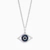 Necklaces & Pendants|Effy Jewelry Novelty 14K White Gold Sapphire u0026 Diamond Evil Eye Pendant, 0.42 TCW