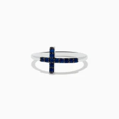 Rings|Effy Jewelry Novelty 14K White Gold Sapphire Cross Ring
