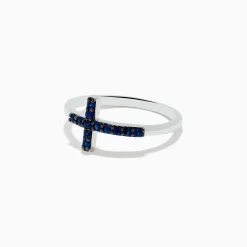 Rings|Effy Jewelry Novelty 14K White Gold Sapphire Cross Ring