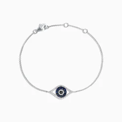 Bracelets|Effy Jewelry Novelty 14K White Gold Sapphire u0026 Diamond Evil Eye Bracelet, 0.43 TCW