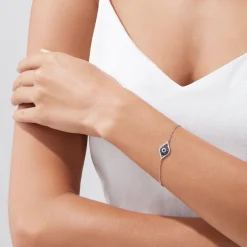Bracelets|Effy Jewelry Novelty 14K White Gold Sapphire u0026 Diamond Evil Eye Bracelet, 0.43 TCW
