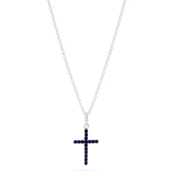 Necklaces & Pendants|Effy Jewelry Novelty 14K White Gold Sapphire and Diamond Cross Pendant, 0.19 TCW