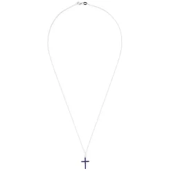 Necklaces & Pendants|Effy Jewelry Novelty 14K White Gold Sapphire and Diamond Cross Pendant, 0.19 TCW