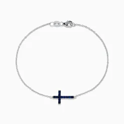 Bracelets|Effy Jewelry Novelty 14K White Gold Sapphire Cross Bracelet