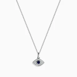 Necklaces & Pendants|Effy Jewelry Novelty 14K White Gold Sapphire and Diamond Evil Eye Pendant