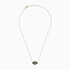 Necklaces & Pendants|Effy Jewelry Novelty 14K Yellow Gold Black Enamel and White Diamond Evil Eye Necklace