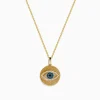 Necklaces & Pendants|Effy Jewelry Novelty 14K Yellow Gold Blue, White and Black Diamond Evil Eye Pendant