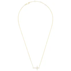 Necklaces & Pendants|Effy Jewelry Novelty 14K Yellow Gold Diamond Cross Necklace, 0.09 TCW