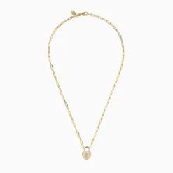 Necklaces & Pendants|Effy Jewelry Novelty 14K Yellow Gold Diamond Heart Lock Pendant