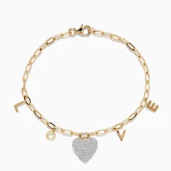 Bracelets|Effy Jewelry Novelty 14K Yellow Gold Diamond Paperclip Love Bracelet