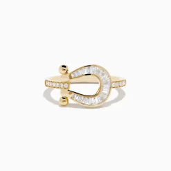 Rings|Effy Jewelry Novelty 14K Yellow Gold Diamond Horseshoe Ring
