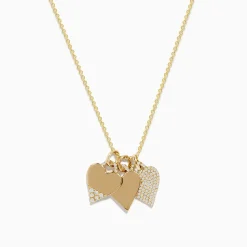Necklaces & Pendants|Effy Jewelry Novelty 14K Yellow Gold Diamond Hearts Pendant