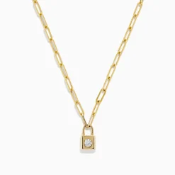 Necklaces & Pendants|BH Multi Novelty 14K Yellow Gold Diamond Mini Lock Necklace