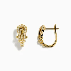 Earrings|Effy Jewelry Novelty 14K Yellow Gold Diamond Horseshoe Hoop Earrings