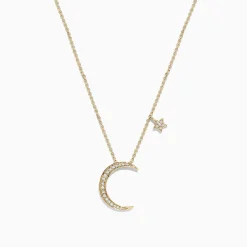 Necklaces & Pendants|BH Multi Novelty 14K Yellow Gold Diamond Moon and Star Necklace, 0.09 TCW