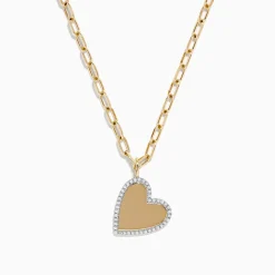 Necklaces & Pendants|Effy Jewelry Novelty 14K Yellow Gold Diamond Heart Pendant