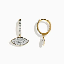 Earrings|Effy Jewelry Novelty 14K Yellow Gold Diamond Evil Eye Earrings