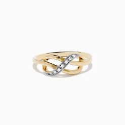 Rings|Effy Jewelry Novelty 14K Yellow Gold Diamond Infinity Knot Ring, 0.05 TCW
