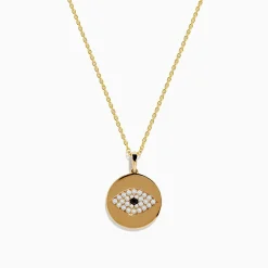 Necklaces & Pendants|Effy Jewelry Novelty 14K Yellow Gold Diamond Evil Eye Disk Pendant
