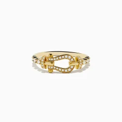 Rings|Effy Jewelry Novelty 14K Yellow Gold Diamond Horseshoe Ring