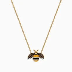 Necklaces & Pendants|Effy Jewelry Novelty 14K Yellow Gold Espresso and White Diamond Bee Necklace
