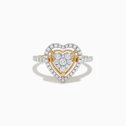 Rings|Effy Jewelry Novelty 14K Yellow Gold Heart Diamond Ring 0.57 TCW