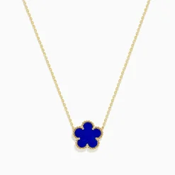 Necklaces & Pendants|BH Multi Novelty 14K Yellow Gold Lapis Flower Necklace