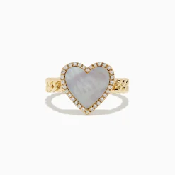 Rings|BH Multi Novelty 14K Yellow Gold Mother of Pearl and Diamond Heart Ring