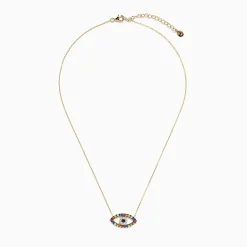 Necklaces & Pendants|BH Multi Novelty 14K Yellow Gold Multi Sapphire and Diamond Evil Eye Necklace