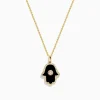 Necklaces & Pendants|Effy Jewelry Novelty 14K Yellow Gold Onyx and Diamond Hamsa Pendant