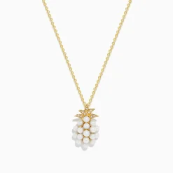 Necklaces & Pendants|Effy Jewelry Novelty 14K Yellow Gold Pearl u0026 Diamond Pineapple Pendant