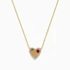 Necklaces & Pendants|BH Multi Novelty 14K Yellow Gold Ruby and Diamond Heart Necklace, 0.29 TCW