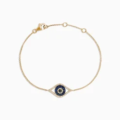 Bracelets|Effy Jewelry Novelty 14K Yellow Gold Sapphire u0026 Diamond Evil Eye Bracelet, 0.43 TCW