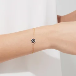 Bracelets|Effy Jewelry Novelty 14K Yellow Gold Sapphire u0026 Diamond Evil Eye Bracelet, 0.43 TCW