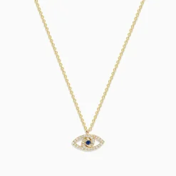 Necklaces & Pendants|BH Multi Novelty 14K Yellow Gold Sapphire and Diamond Evil Eye Pendant