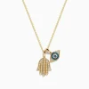 Necklaces & Pendants|Effy Jewelry Novelty 14K Yellow Gold White and Blue Diamond Hamsa u0026 Evil Eye Pendant