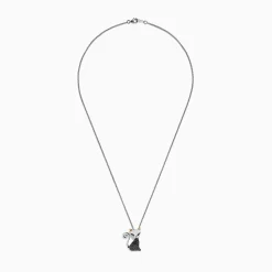 Necklaces & Pendants|BH Multi Novelty Sterling Silver Black Diamond Cat Pendant, 0.28 TCW