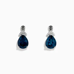 Earrings|Effy Jewelry Ocean Bleu 925 Sterling Silver London Blue Topaz and Diamond Earrings