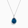 Necklaces & Pendants|BH Multi Ocean Bleu 14K Gold London Blue Topaz and Diamond Pendant, 9.45 TCW